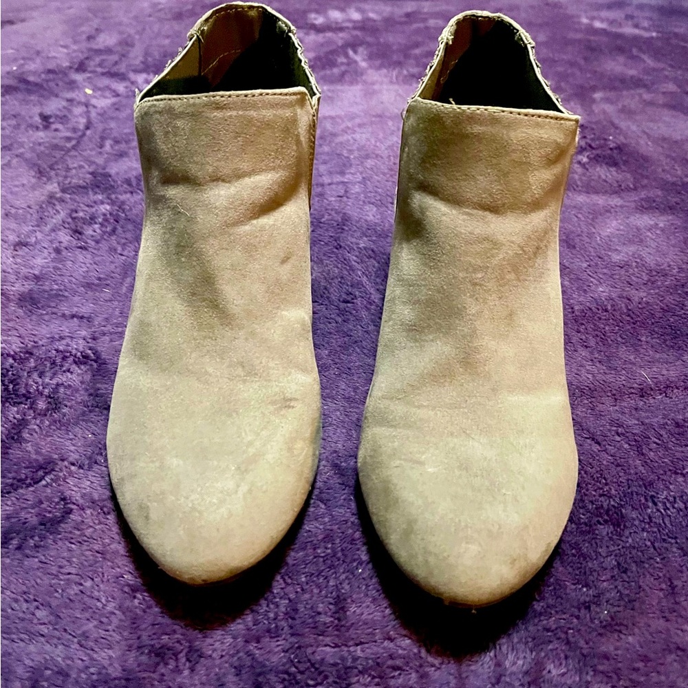 Gray wedge ankle booties size 10